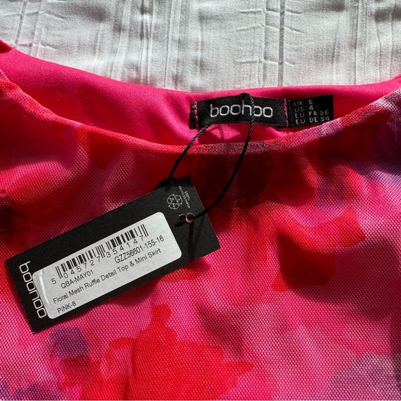 NWT Pink & Purple Floral Mesh Ruffle Detail Top & Mini Skirt A size 4 / small - Picture 4 of 8